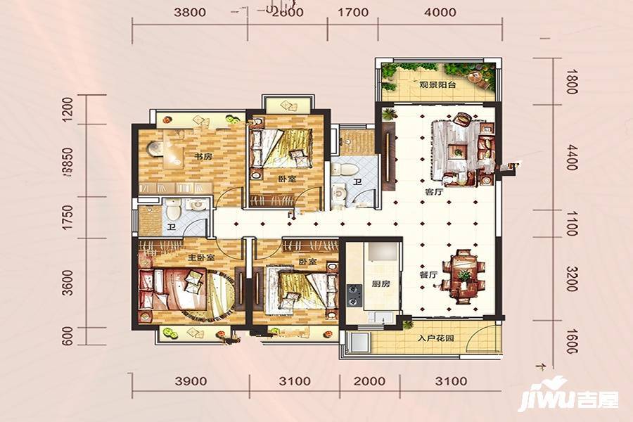 万山天璟4室2厅2卫136.1㎡户型图