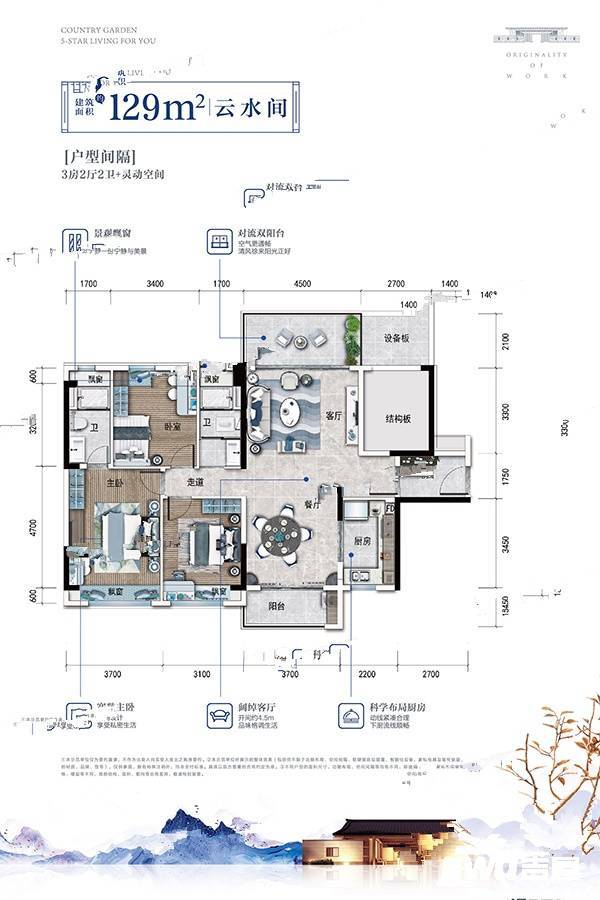 翁源碧桂园兰庭府4室2厅2卫129㎡户型图