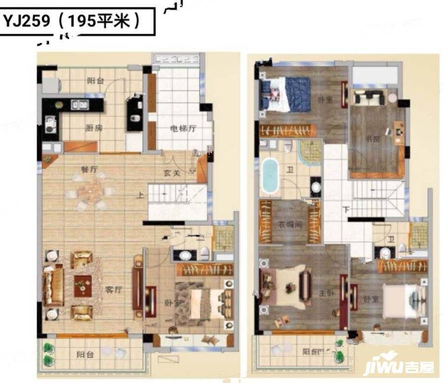 碧桂园天域5室2厅3卫195㎡户型图