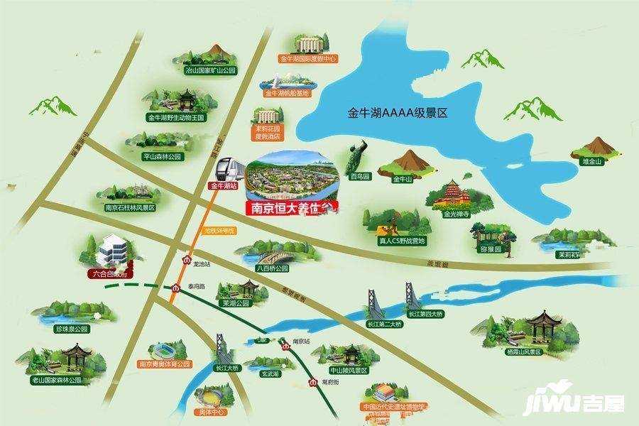 南京恒大养生谷位置交通图图片