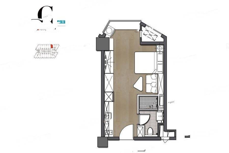 武夷凌云公馆1室1厅1卫45㎡户型图