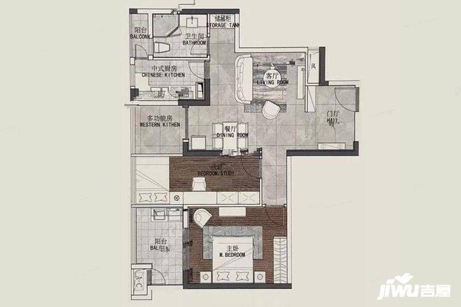 21世纪太阳城银座2室2厅1卫111.3㎡户型图
