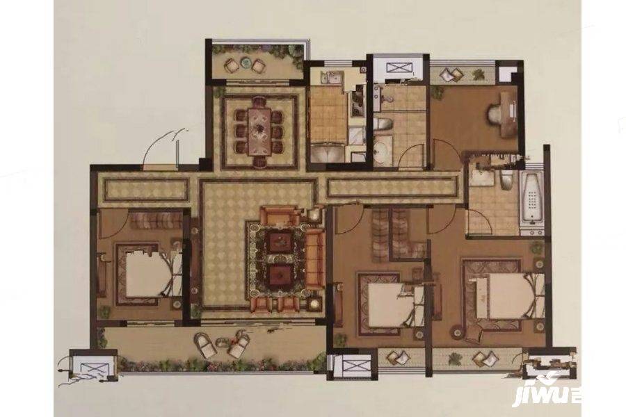 溧水万达广场4室2厅2卫140㎡户型图