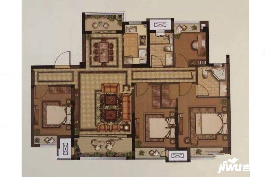 溧水万达广场4室2厅2卫128㎡户型图