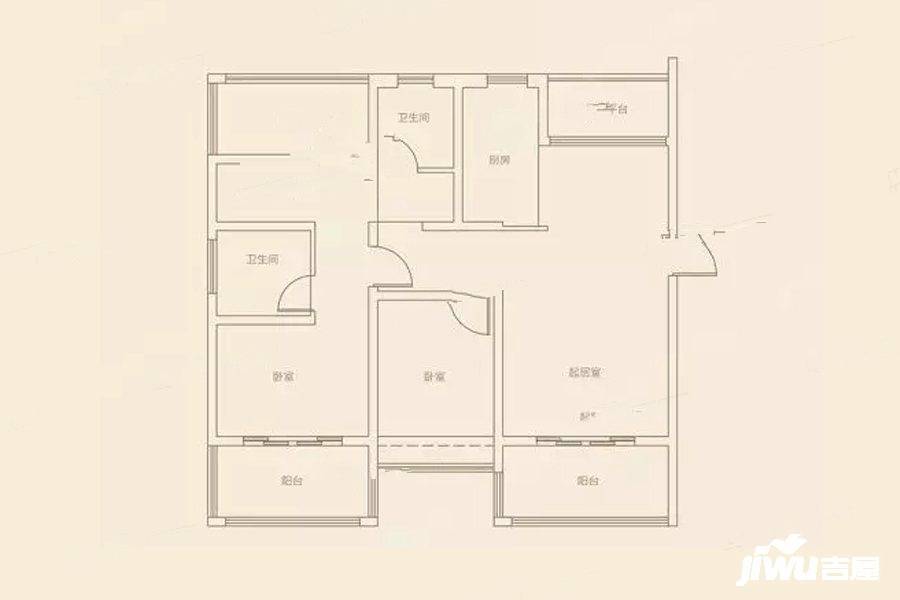 星叶枫庭3室2厅2卫117㎡户型图