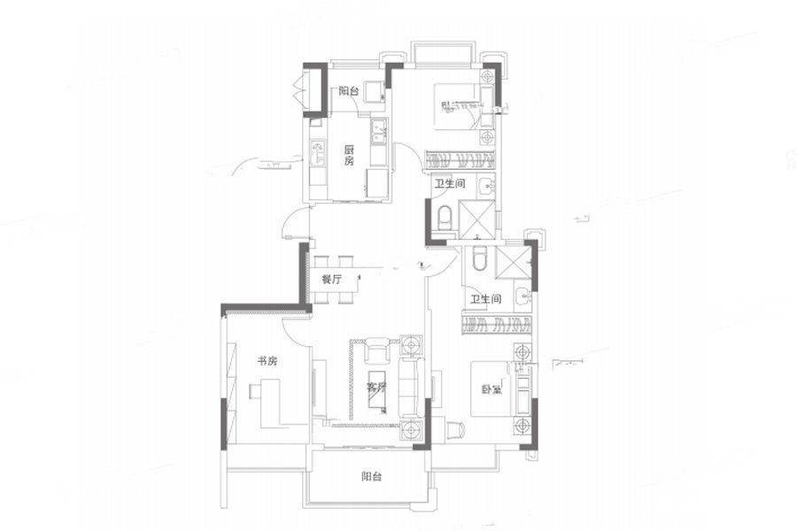 南京恒大养生谷3室2厅2卫121㎡户型图