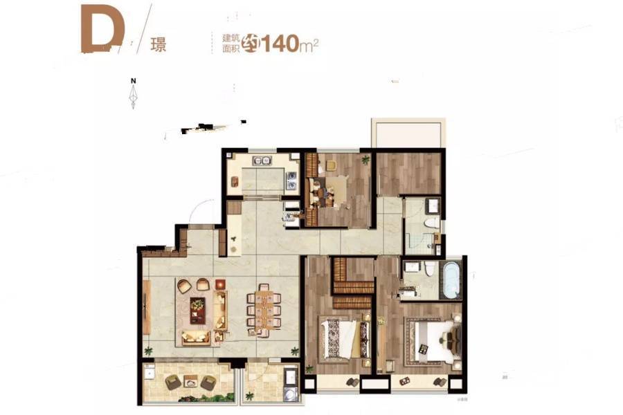 五矿澜悦栖原4室2厅2卫140㎡户型图