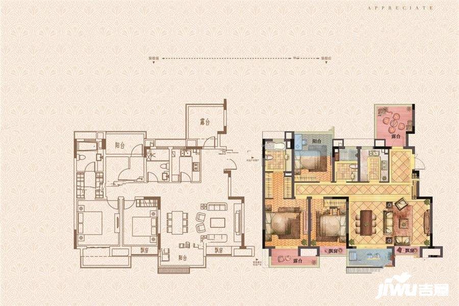 荣里3室2厅2卫120㎡户型图