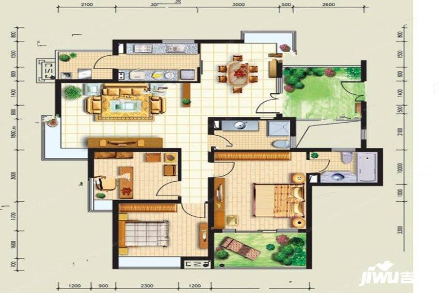 麒麟山庄公园境3室2厅2卫139.3㎡户型图