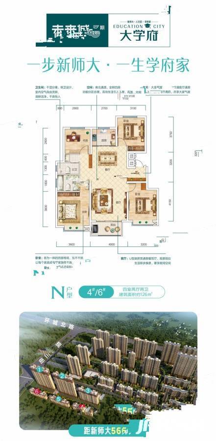 未来城4室2厅2卫126㎡户型图