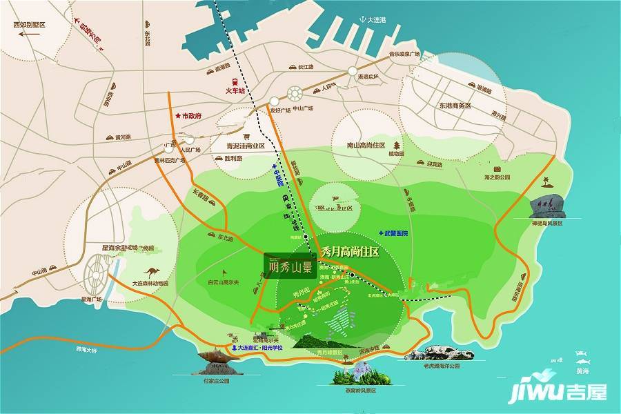 明秀山景位置交通图