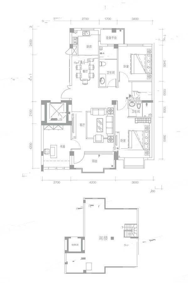 金地阅府3室2厅2卫115㎡户型图