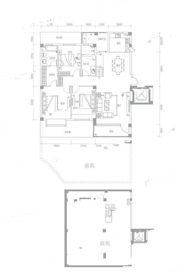 金地阅府3室2厅2卫136㎡户型图