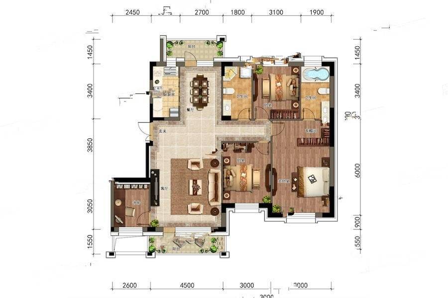 金悦湾4室2厅2卫146㎡户型图