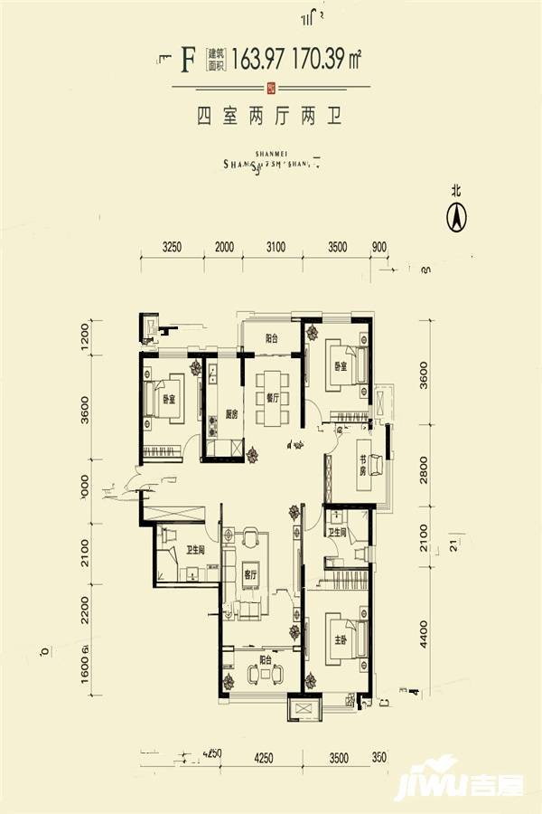 山煤上德府4室2厅2卫167㎡户型图