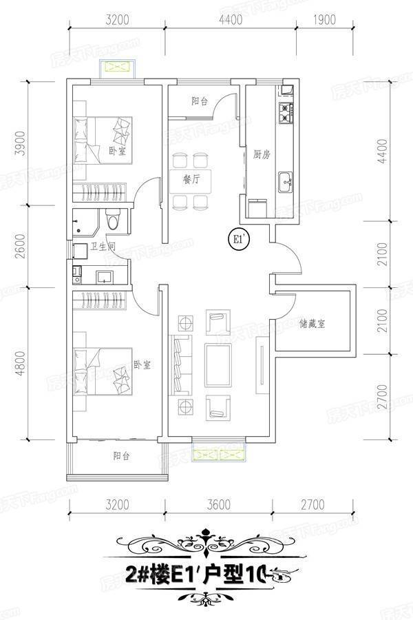 桐城新林3室2厅1卫109㎡户型图