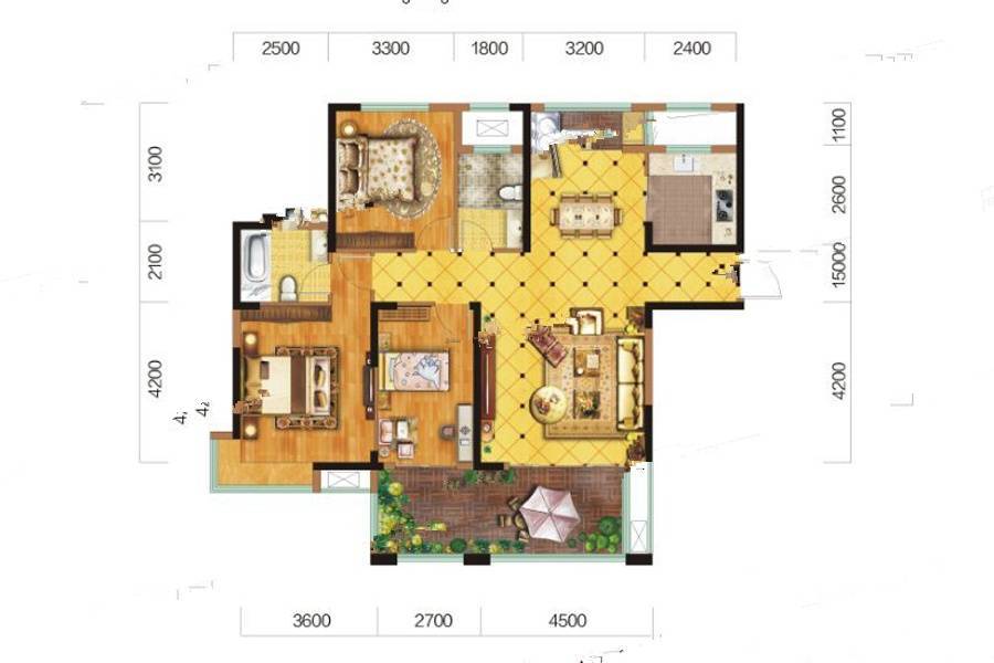 壹品首府3室2厅2卫120㎡户型图