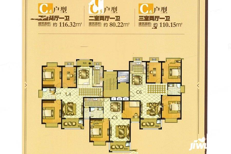 金色威尼斯3室2厅1卫110.2㎡户型图