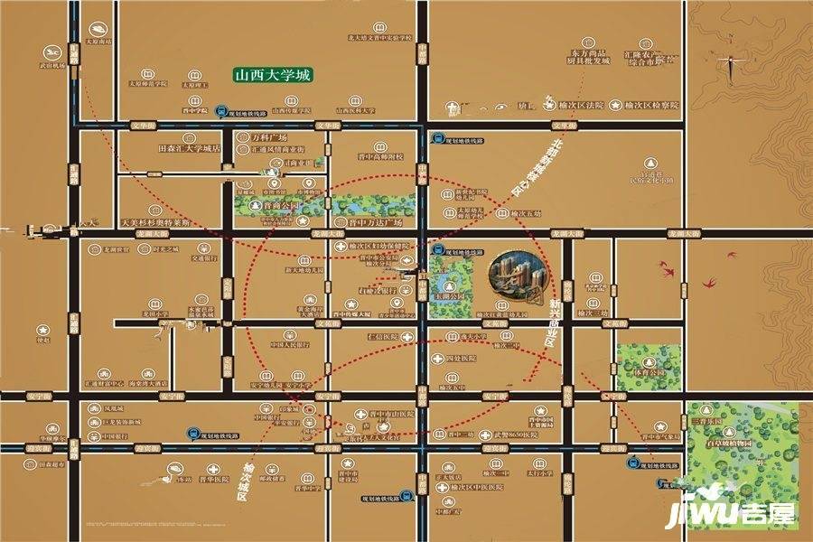 榆次城建燕园位置交通图