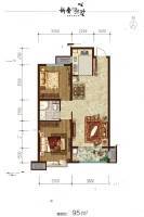 田森新晋福邸2室2厅1卫95㎡户型图