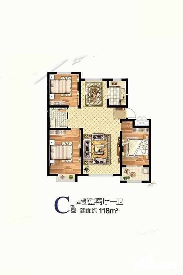 阳光花园二期龙潭璟园3室2厅2卫118㎡户型图