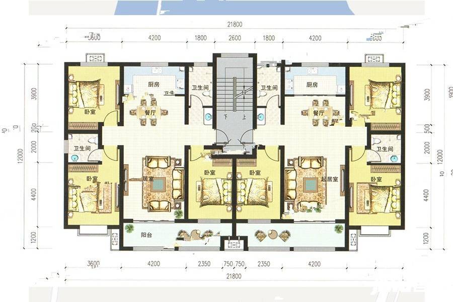 丰泽湖银苑世家3室2厅2卫134㎡户型图