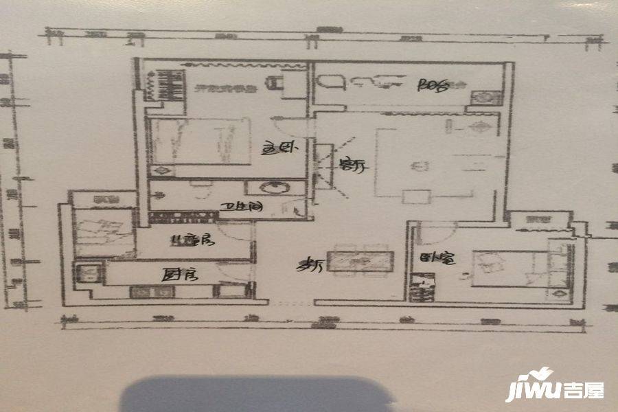 春阳江城国际3室2厅1卫90㎡户型图