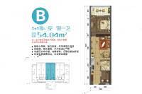 亲仁公社天悦家园1室1厅1卫54㎡户型图