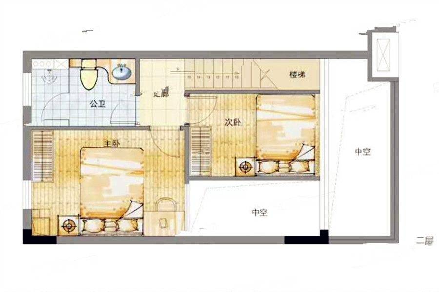 衍宏春天2室1厅2卫49.7㎡户型图