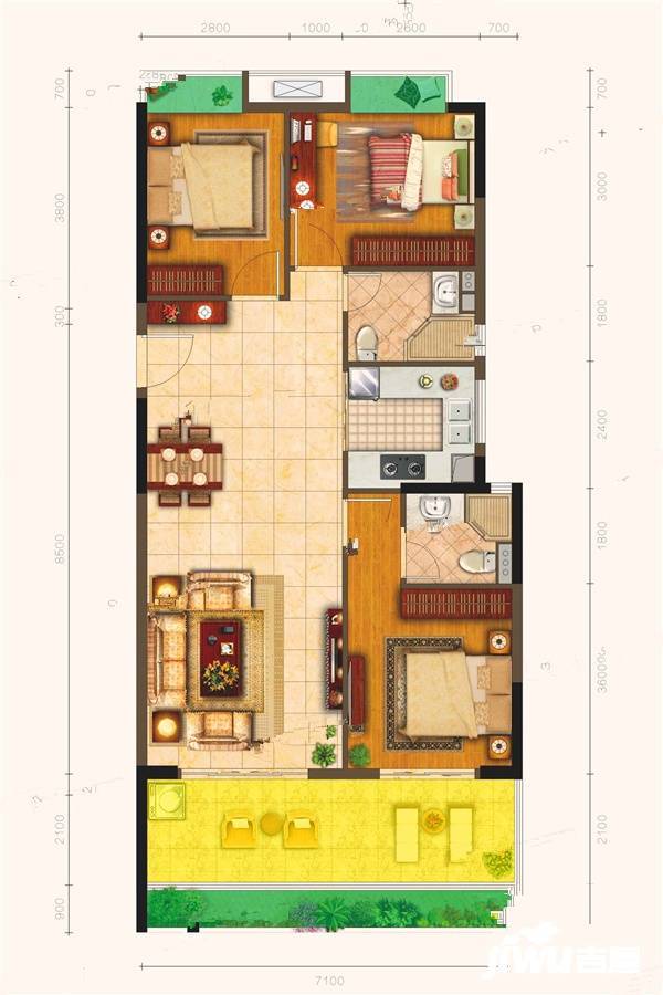 国厦御澜湾3室2厅2卫111㎡户型图