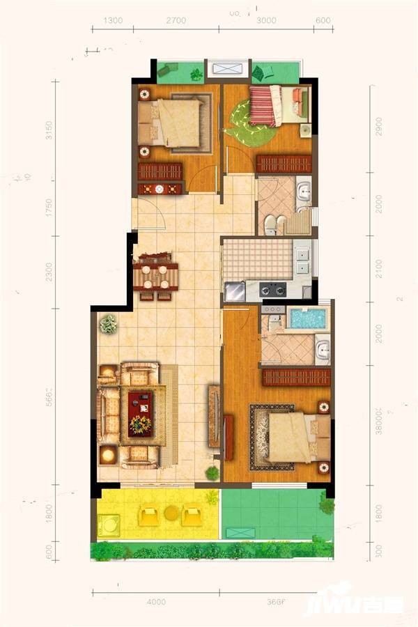 国厦御澜湾3室2厅2卫105㎡户型图