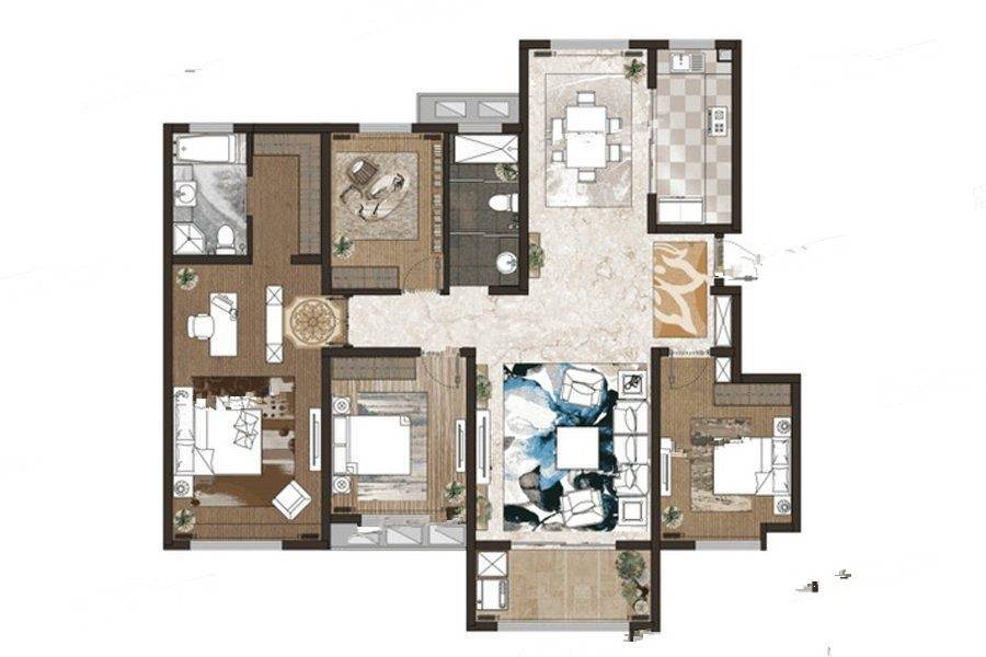 东盛阳光新城4室2厅2卫160㎡户型图