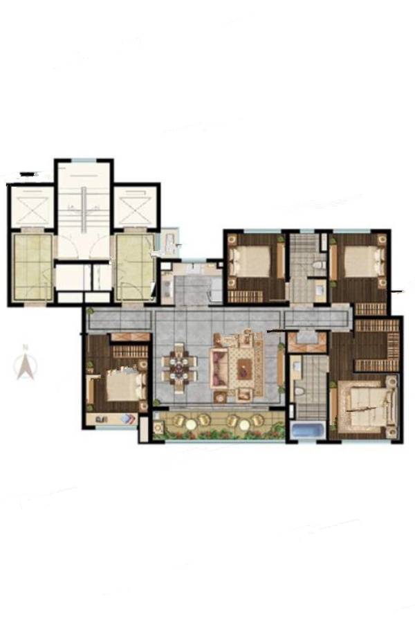 万科观湖礼著4室2厅2卫155㎡户型图