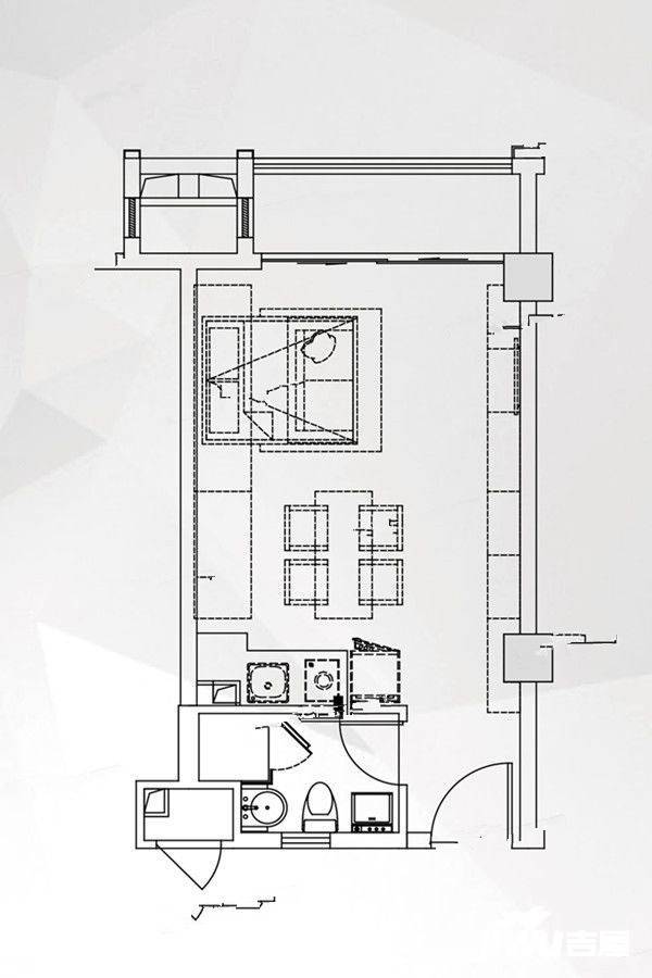 吉宝澜岸铭邸1室1厅1卫44㎡户型图