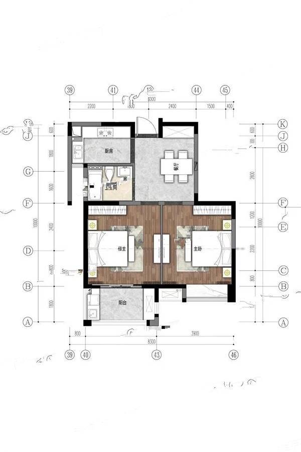 恒泰悦璟府2室2厅1卫73㎡户型图