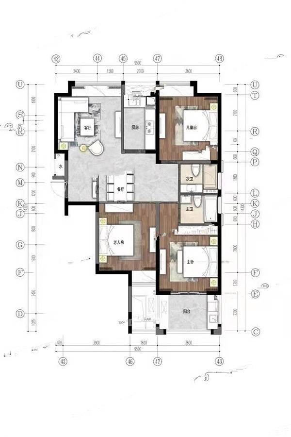 恒泰悦璟府3室2厅2卫117㎡户型图