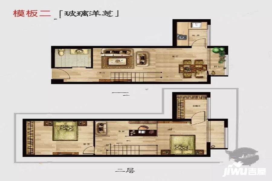 甲壳虫3室2厅1卫45.6㎡户型图