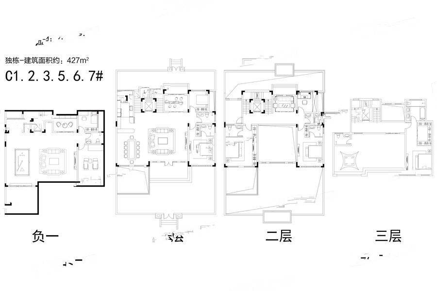 信合壹号院4室3厅5卫427㎡户型图