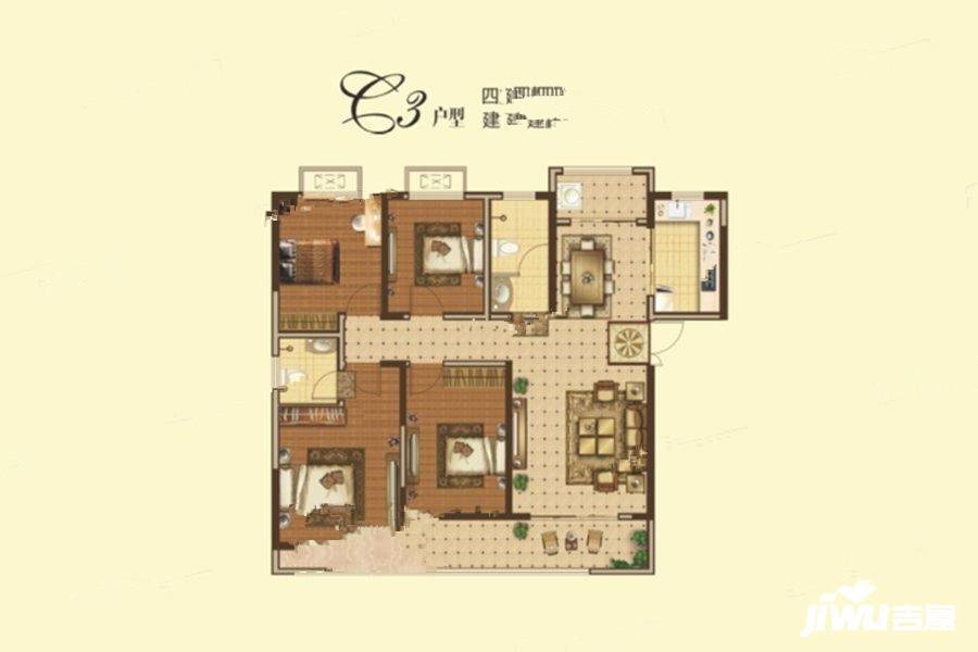 天晟公馆4室2厅2卫136.8㎡户型图