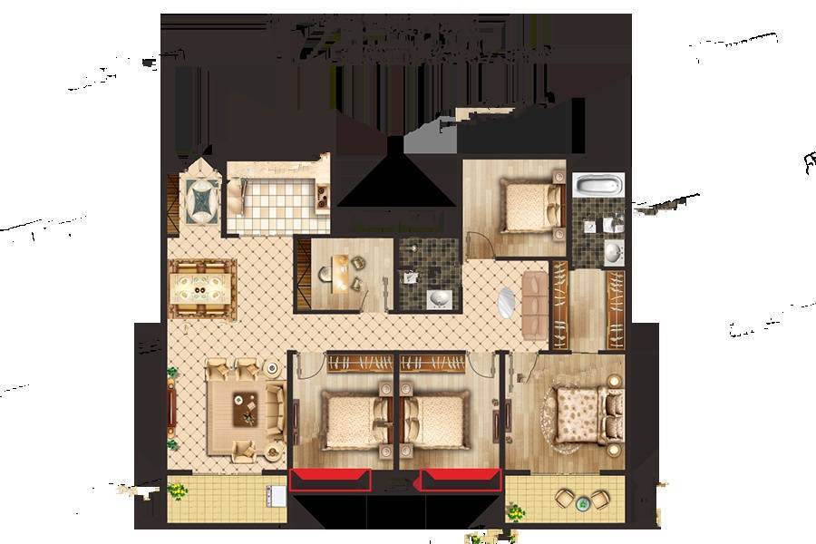 华新新干线5室2厅2卫168㎡户型图