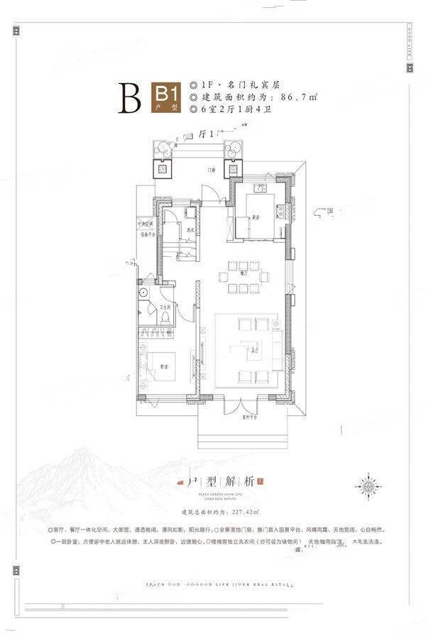 金科桃花源6室2厅4卫227.4㎡户型图