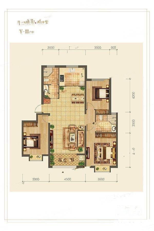 印象泰山湖语墅3室2厅2卫134㎡户型图