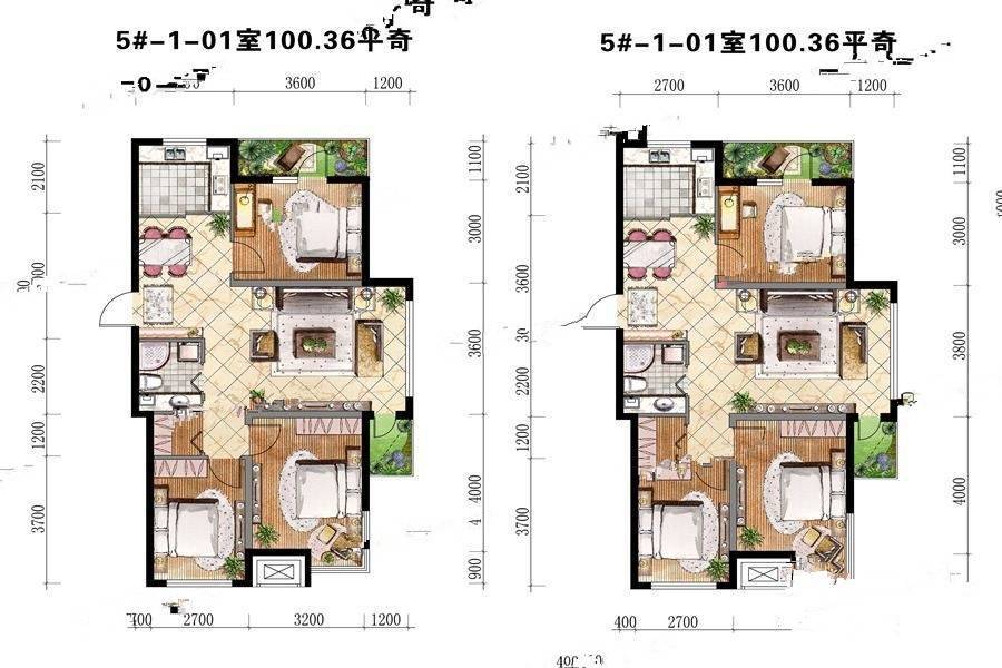 中环天地3室2厅1卫100.4㎡户型图