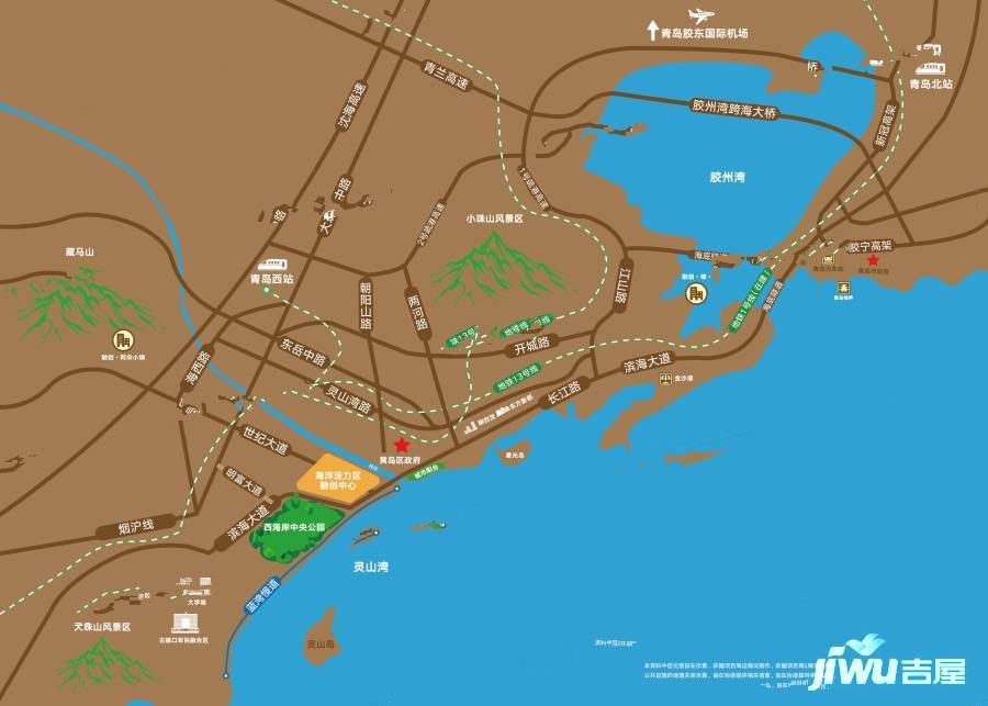 青岛海洋活力区融创中心融耀位置交通图