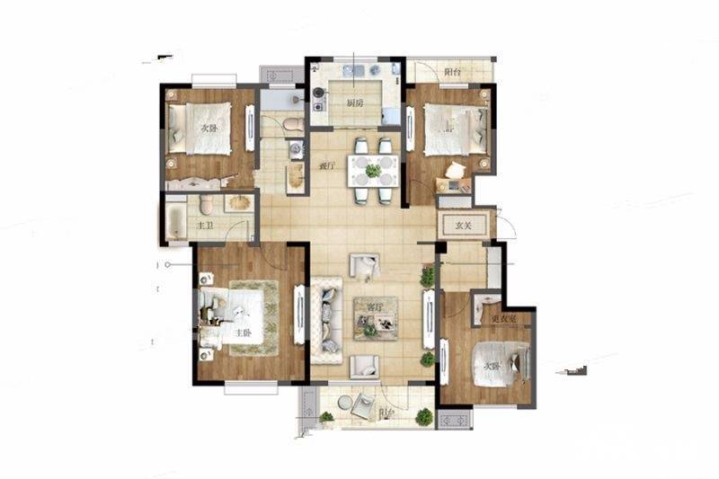 蔚蓝天地4室2厅2卫140㎡户型图