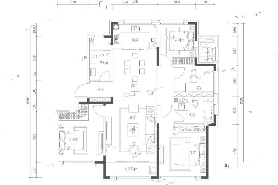 蓝城玉蘭公馆4室2厅2卫145㎡户型图