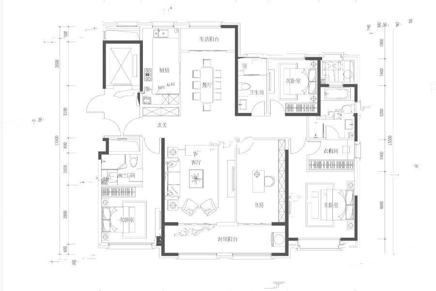 蓝城玉蘭公馆4室2厅3卫190㎡户型图