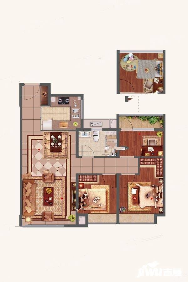 奥园翰林名苑3室2厅1卫86㎡户型图