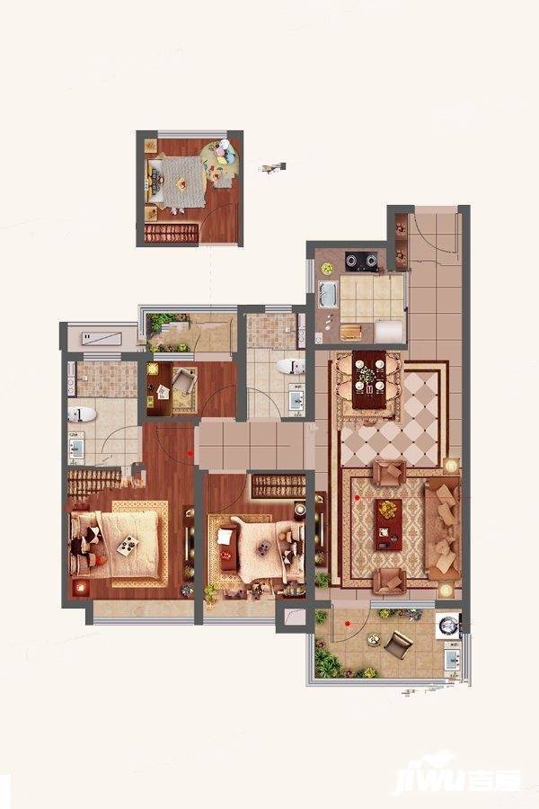 奥园翰林名苑3室2厅2卫95㎡户型图