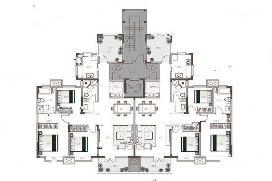 世博城逸海3室2厅2卫116㎡户型图